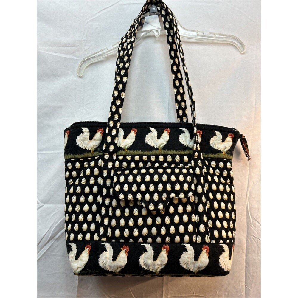 VTG 98 Vera Bradley CHANTICLEER Rooster, Chicken Bag Egg Quilted Zip Tote
